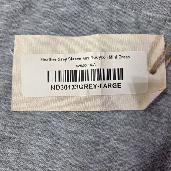 Bodycon Mini Dress Womens L Heather Grey Sleeveless  Ruched Side Soft Stretchy - Picture 4 of 7